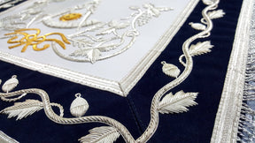 Past Master Blue Lodge Apron - Silver & Gold Hand Embroidery - Bricks Masons