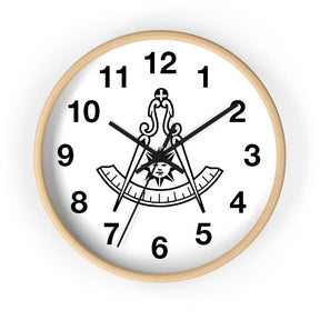Past Master Blue Lodge Clock - Wooden Frame - Bricks Masons
