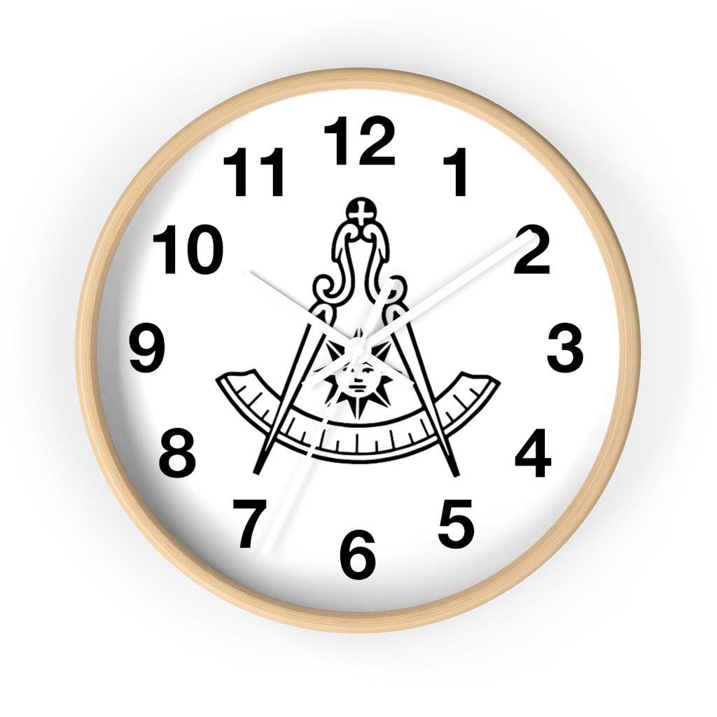 Past Master Blue Lodge Clock - Wooden Frame - Bricks Masons