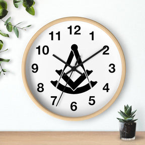 Past Master Blue Lodge Clock - Wooden Frame - Bricks Masons