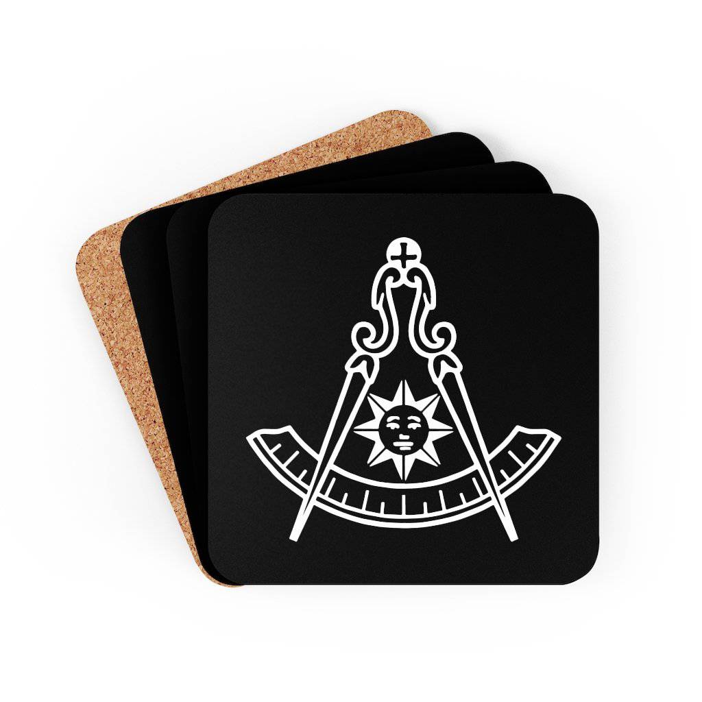 Past Master Blue Lodge Coaster - White & Black - Bricks Masons