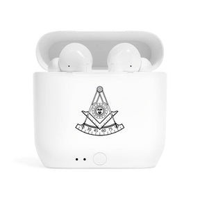 Past Master Blue Lodge Earbud - White - Bricks Masons