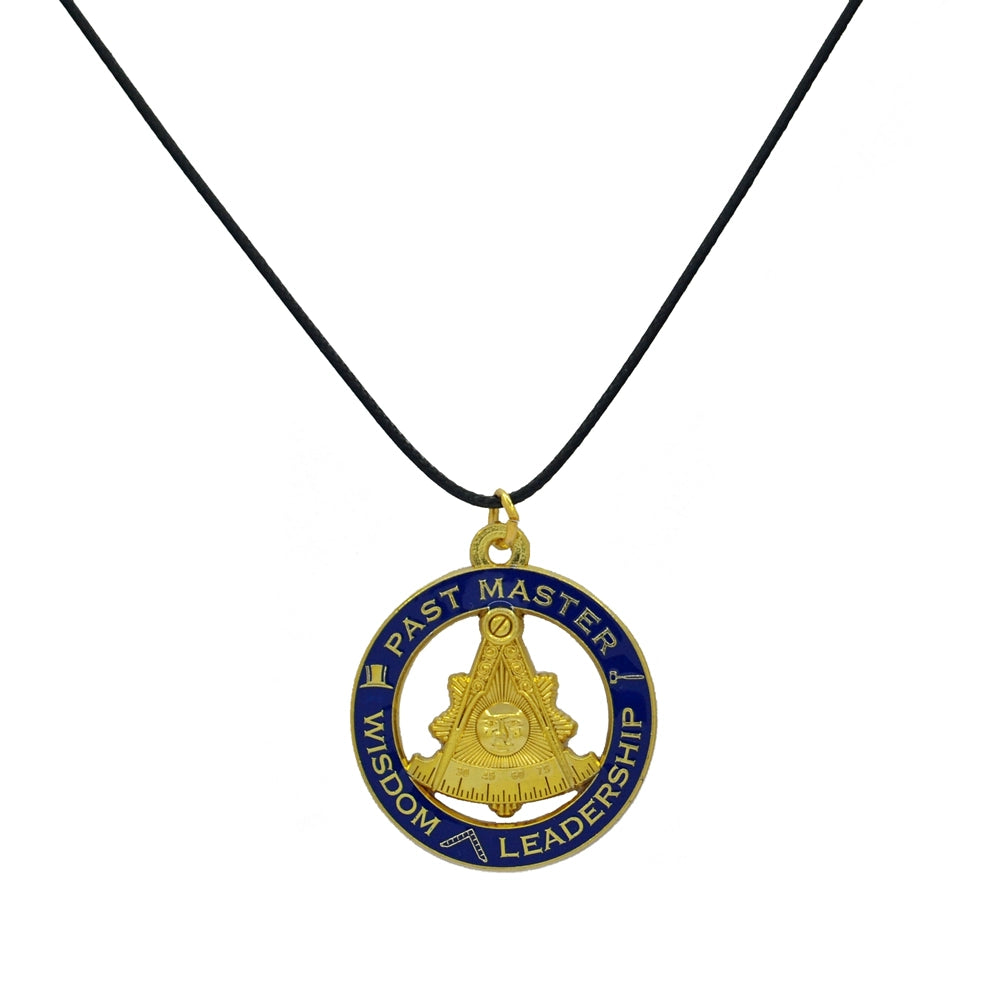 Past Master Blue Lodge Necklace - Blue & Gold Wisdom & Leadership Pendant - Bricks Masons