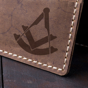 Past Master Blue Lodge Wallet - Brown Leather With Multiple Ccompartments - Bricks Masons
