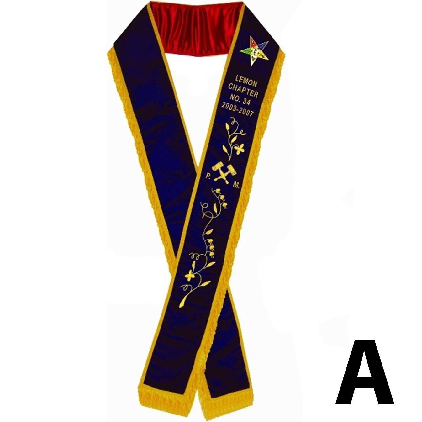 Past Matron OES Sash - Purple Velvet - Bricks Masons