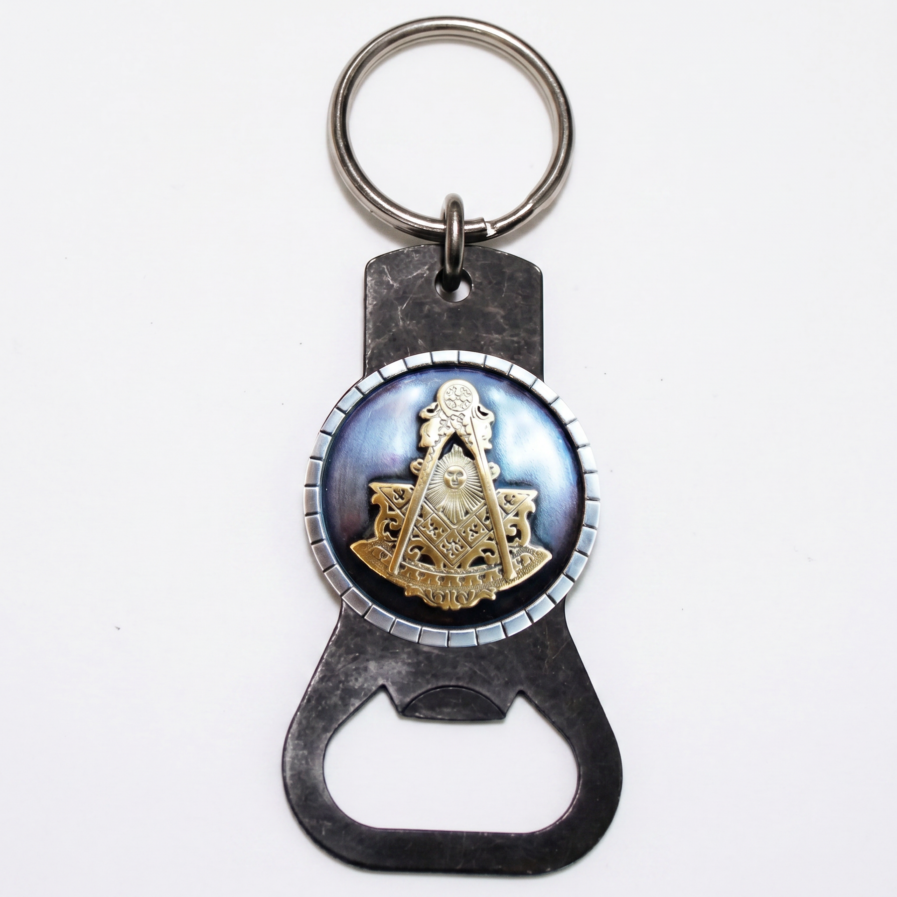 Past Master Blue Lodge Bottle Opener - Aluminium Metal Keychain - Bricks Masons