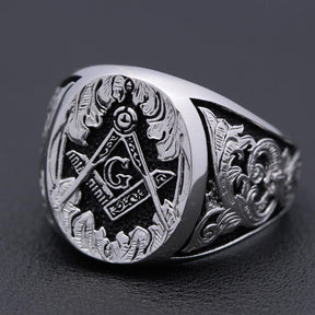 Master Mason Blue Lodge Ring - Motif Sterling Silver