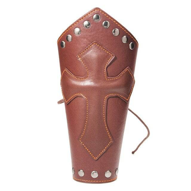 Knights Templar Commandery Cuff - Medieval Armor Wide Leather Bracers