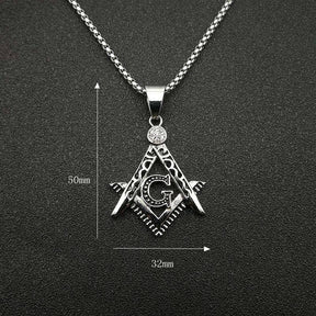 Master Mason Blue Lodge Necklace - Crystal Square & Compass G [Gold & Silver]