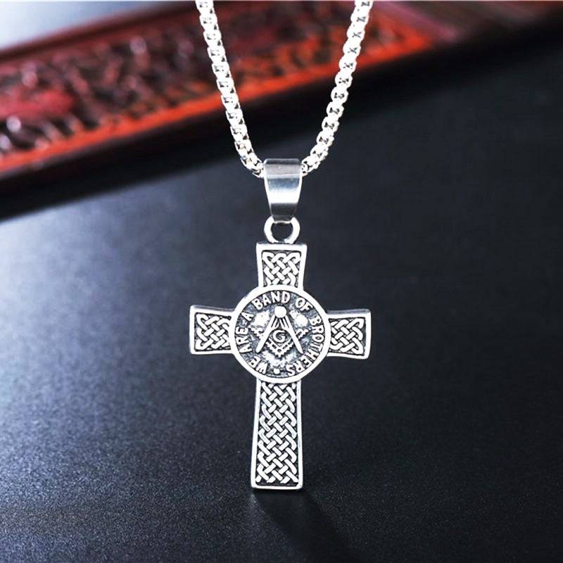 Knights Templar Commandery Necklace - WE ARE A BAND OF BROTHERS Cross Pendant