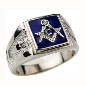 Master Mason Blue Lodge Ring - Square & Compass G  (Black/blue/red)