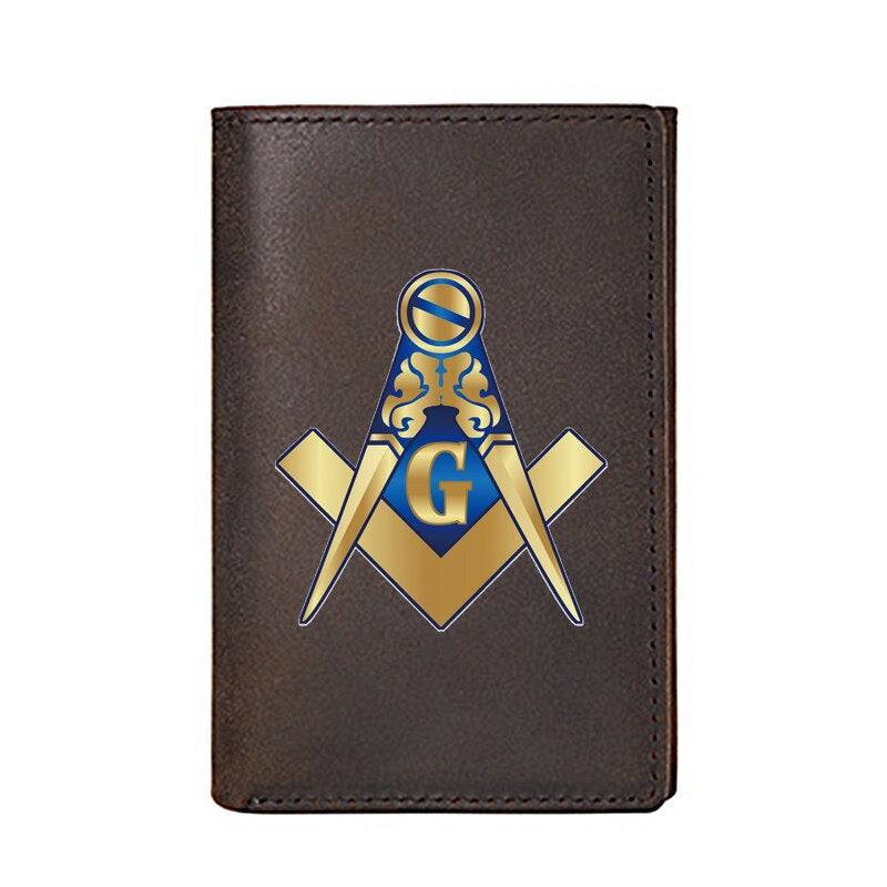 Master Mason Blue Lodge Wallet - Genuine Leather Square and Compass G With Credit Card Holder