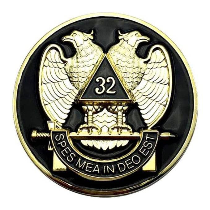 32nd Degree Scottish Rite Car Emblem - 3" Aluminium Gold Plated Medallion