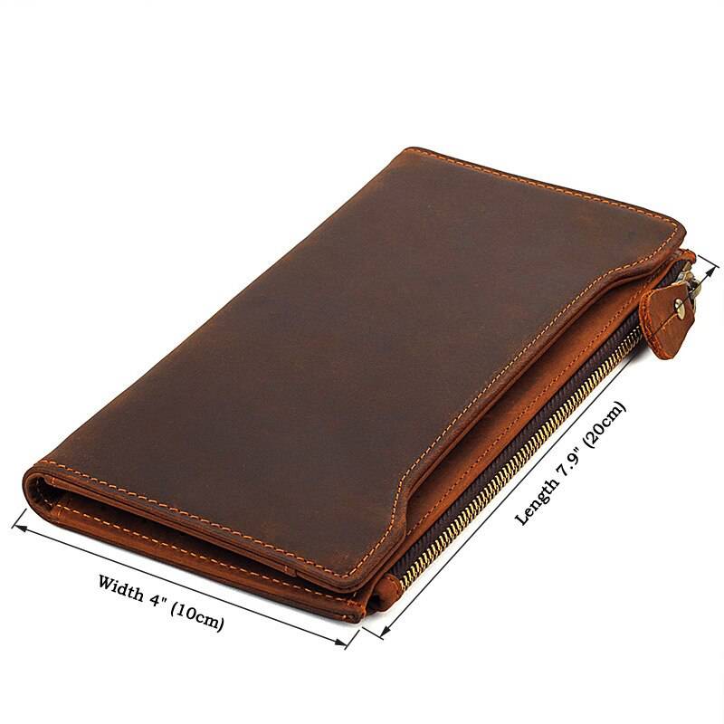 Master Mason Blue Lodge Wallet - Genuine Leather Free and Accepted Phone Bag Zipper & Card Holder Brown