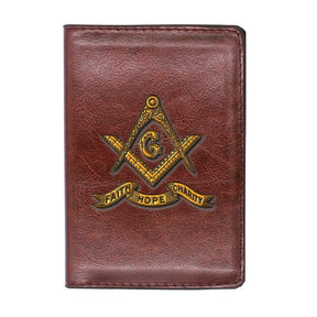 Master Mason Blue Lodge Wallet - Credit Card Holder (Black/Brown)