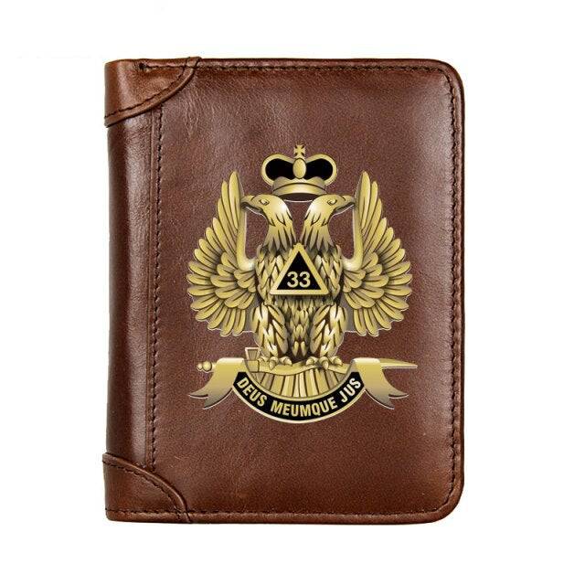 33rd Degree Scottish Rite Wallet - Genuine Leather & Credit Card Holder (Black/Brown/Coffee)