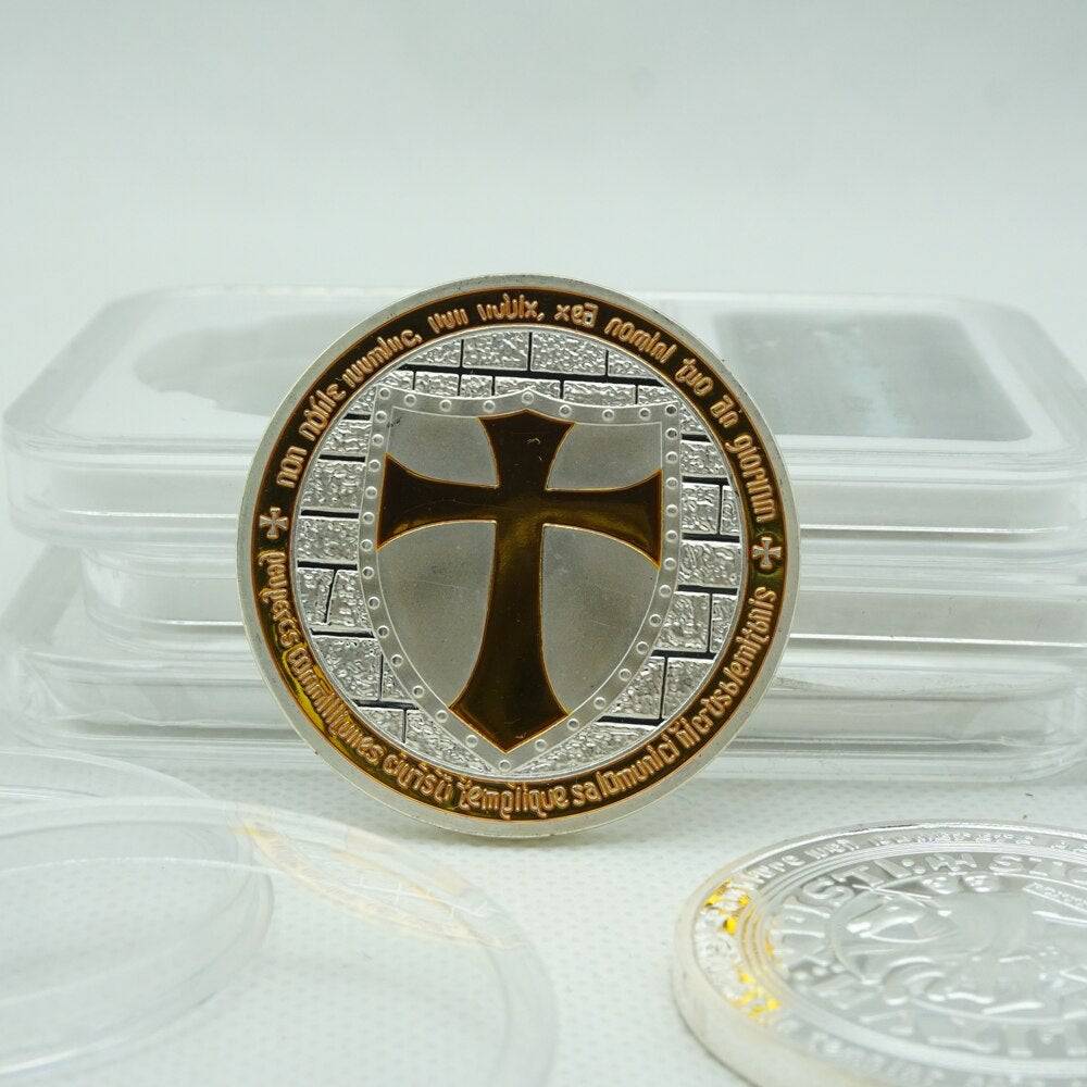 Knights Templar Commandery Coin - Crusader Cross Silver Plated