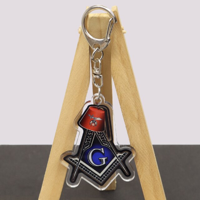 Master Mason Blue Lodge Keychain - Multiple Colors Square and Compass G - Bricks Masons