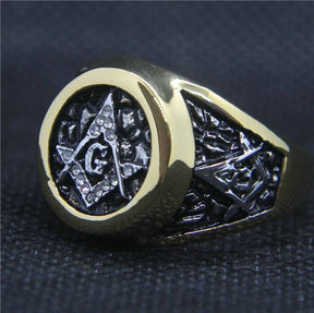 Master Mason Blue Lodge Ring - Stainless Steel Square Compass G