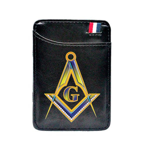 Master Mason Blue Lodge Wallet - Square and Compass G Pu Leather & Credit Card Holder (Black & Brown)