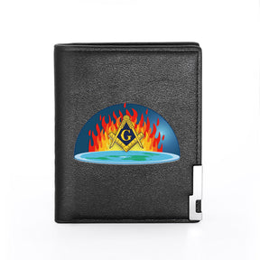 Master Mason Blue Lodge Wallet - Freemasonry The Earth Is Flat Black & Brown