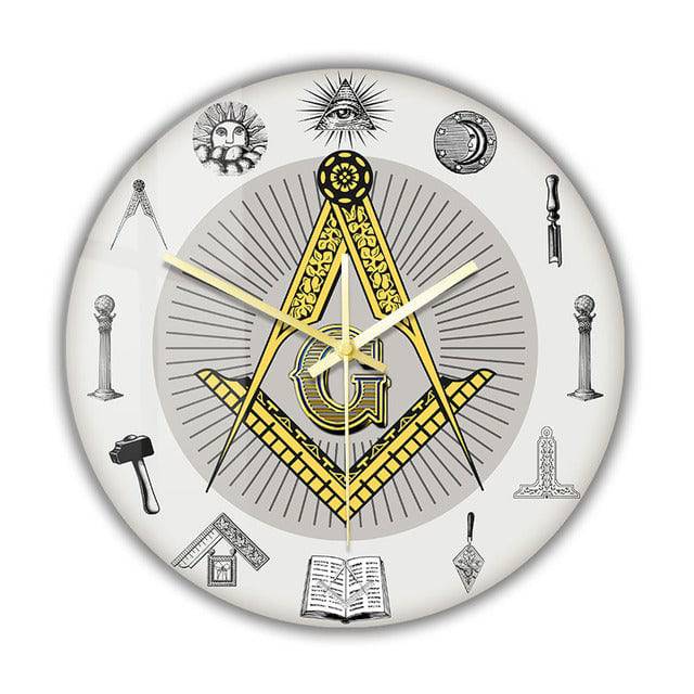 Master Mason Blue Lodge Clock - Golden Square and Compass G Digital LED