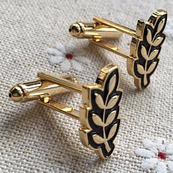 Masonic Cufflink - Sprig of Acacia Hiram Abiff Leaf