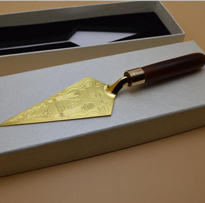 Master Mason Blue Lodge Trowel - Golden with Personalized Engraving