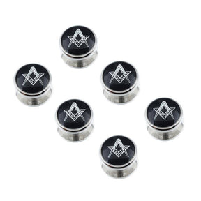 Master Mason Blue Lodge Tuxedo Stud - Black Enamel 6 Studs Set