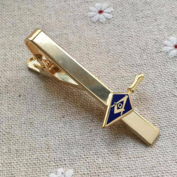 Master Mason Blue Lodge Tie Clip - Blue & Gold Trowel