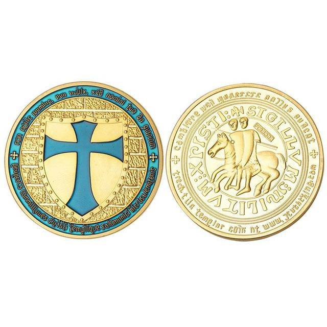 Knights Templar Commandery Coin - Wide Cross Shield Light Blue