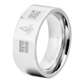 Master Mason Blue Lodge Ring - Stainless Steel With Band