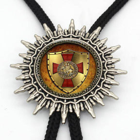 Knights Templar Commandery Bolo Tie - Gold & Red Cross - Bricks Masons