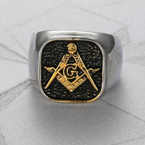 Master Mason Blue Lodge Ring - Classic Compass & Square