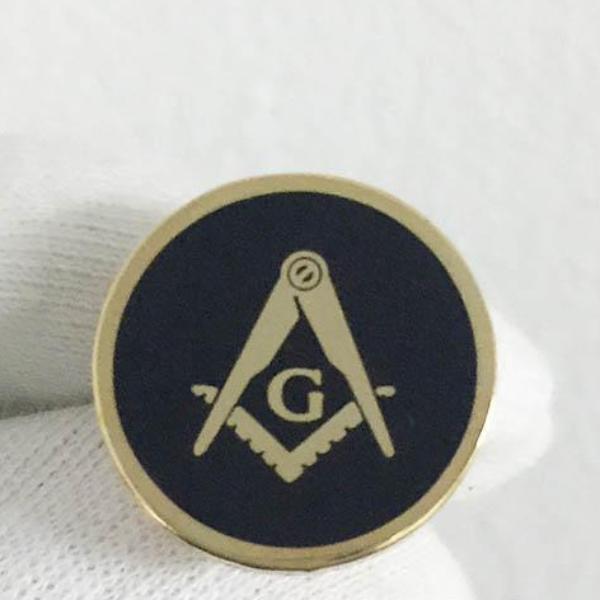 Master Mason Blue Lodge Lapel Pin - Square and Compass with G Round Black