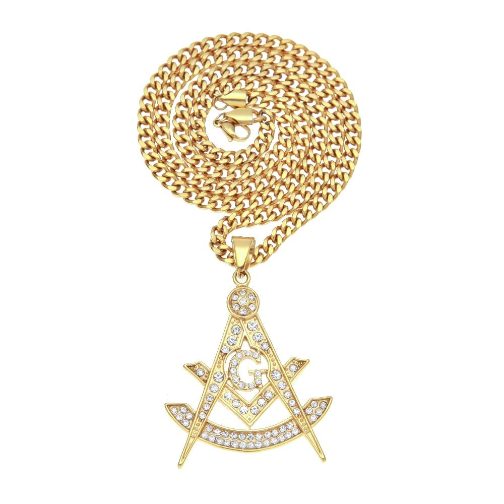 Past Master Blue Lodge Necklace - Quadrant Zirconia Rhinestone