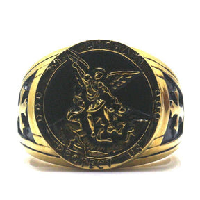 Knights Templar Commandery Ring - St. Michael Protect Us (Gold and Silver)