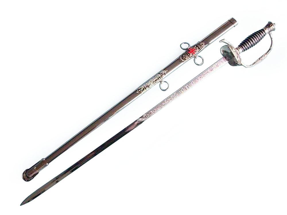 Knights Templar Commandery Sword - Red Cross Silver 35.6"