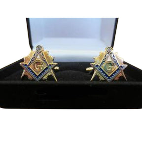 Master Mason Blue Lodge Cufflink - Gold & blue