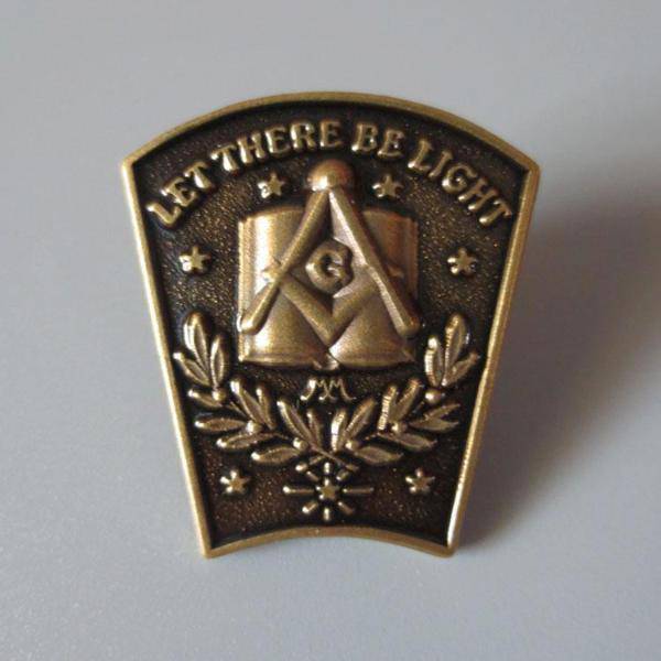 Master Mason Blue Lodge Lapel Pin - Antique Bronze LET THERE BE LIGHT