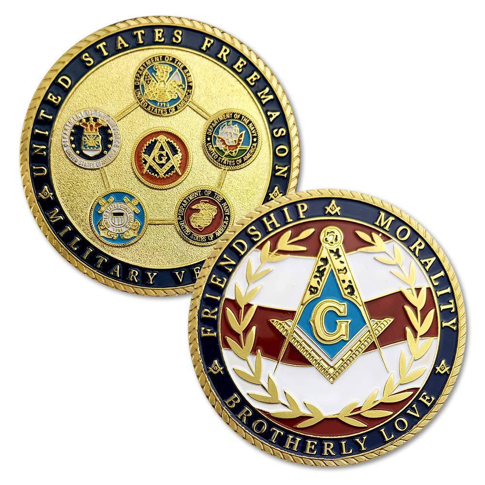 Master Mason Blue Lodge Coin - US Veteran Military Navy Marine Corps Air Force Army Coast Guard