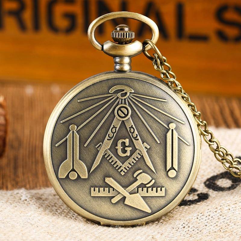 Master Mason Blue Lodge Pocket Watch - Bronze Tools