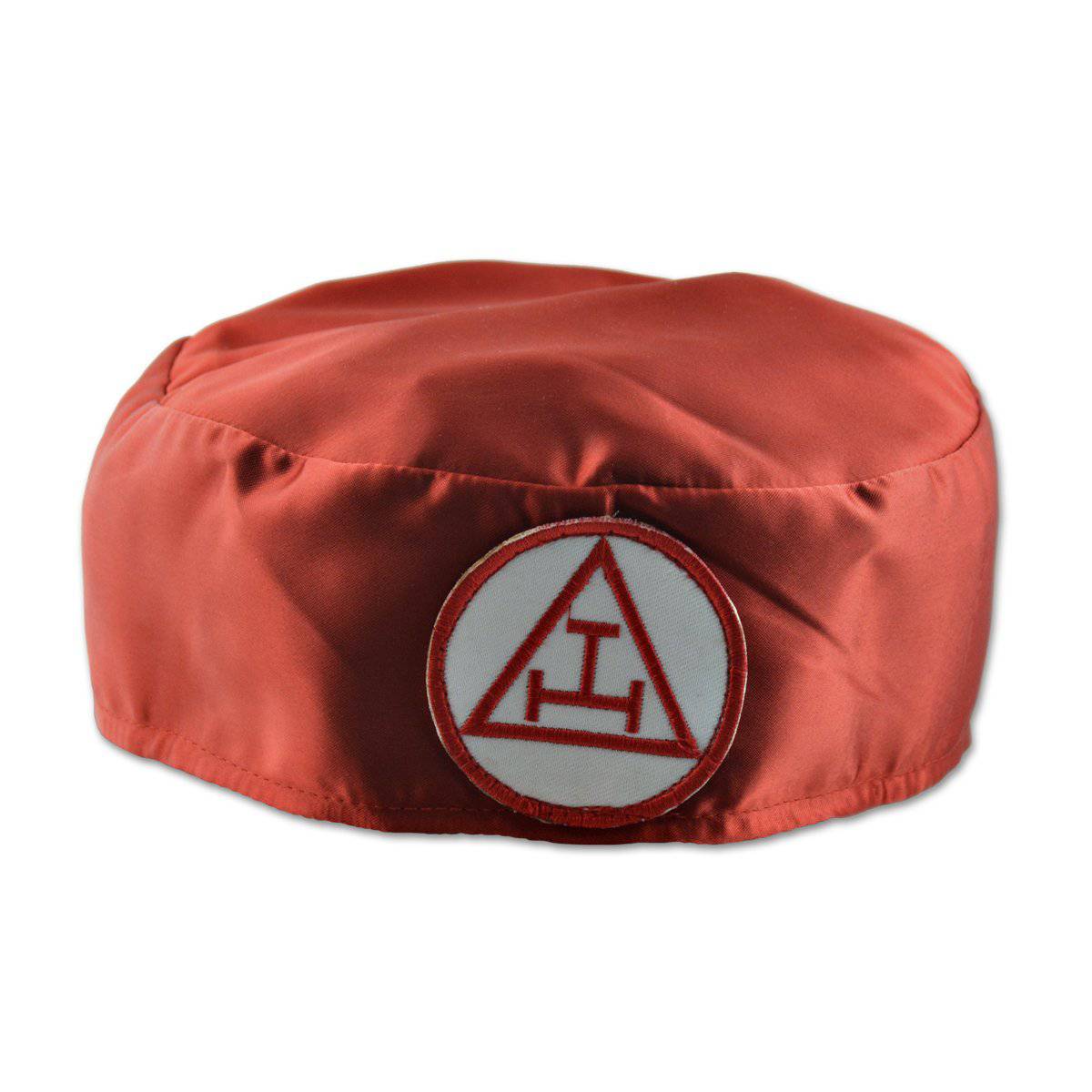 Royal Arch Chapter Crown Cap - Red & Black Satin Triple Tau Insignia - Bricks Masons