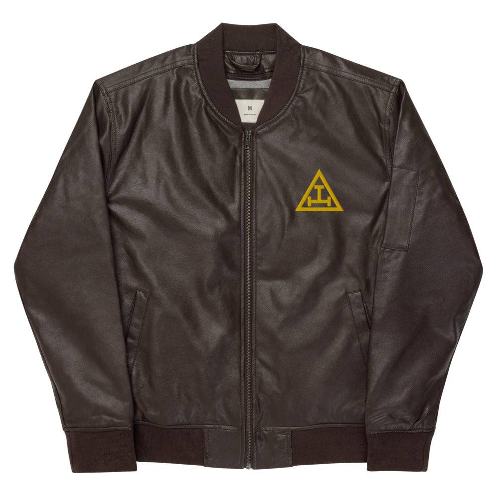 Royal Arch Chapter Jacket - Leather Golden Embroidery - Bricks Masons