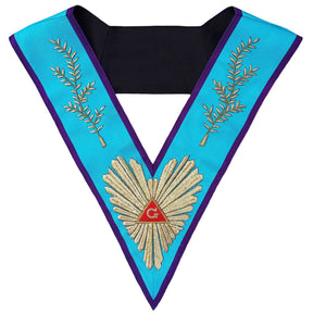 Worshipful Master Memphis Misraim French Regulation Collar - Sky Blue Hand Embroidery