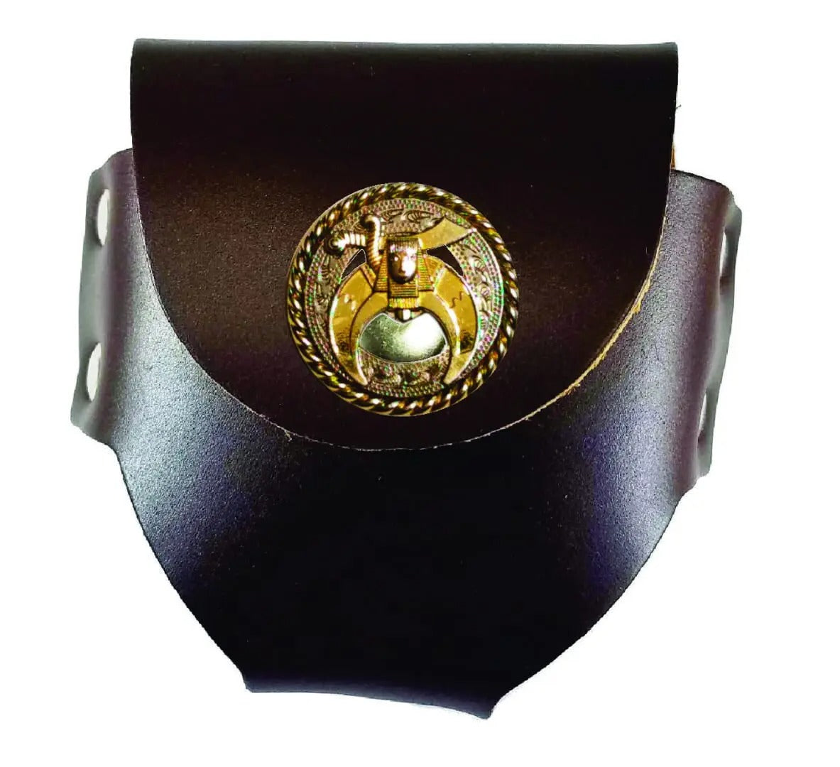Shriners Snuff Can Holder - Genuine Leather with Snap Closure - Bricks Masons