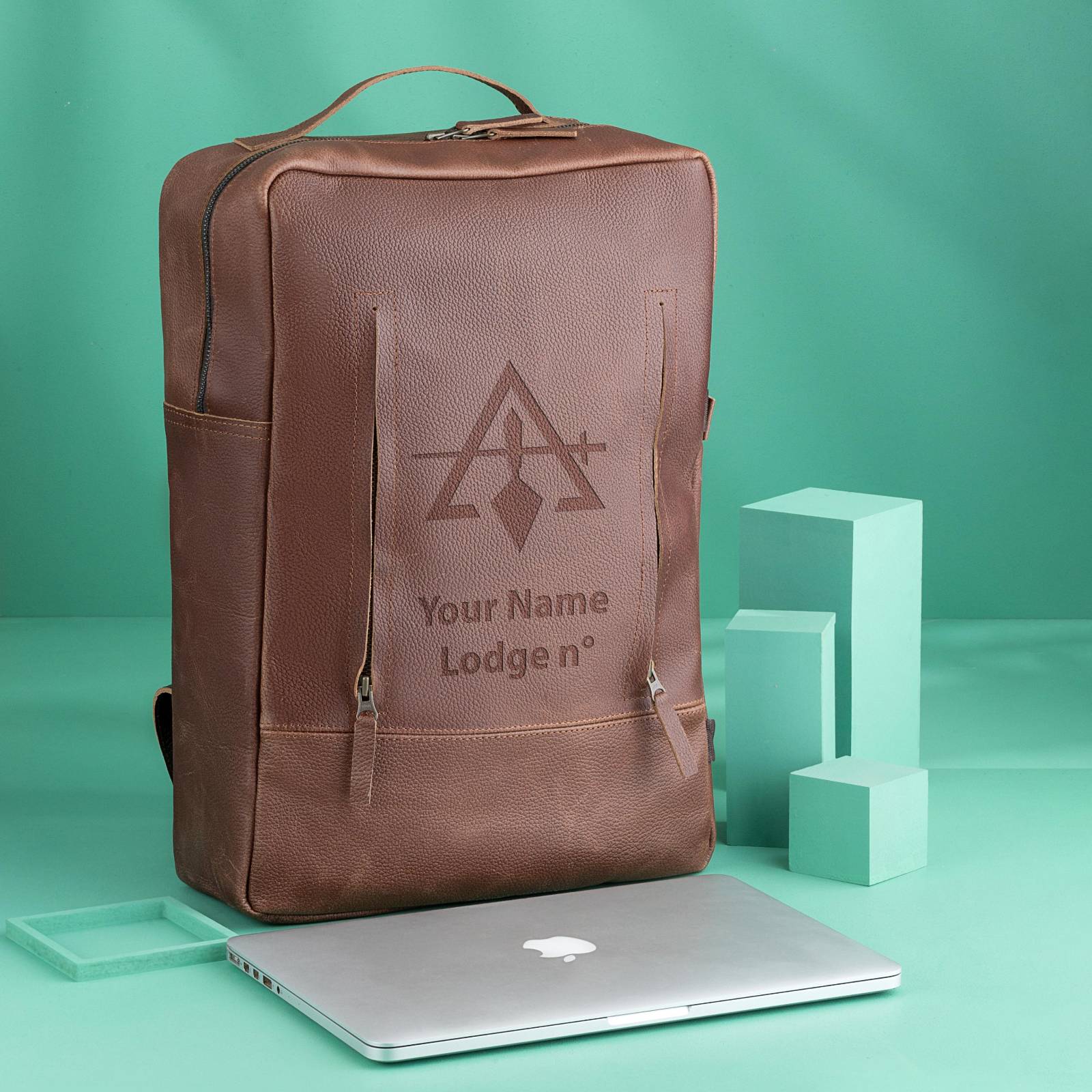 Council Backpack - Genuine Brown Leather - Bricks Masons