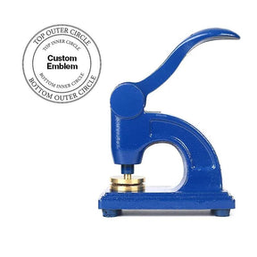 Blue Lodge Seal Press - Long Reach Blue Color With Customizable Stamp - Bricks Masons