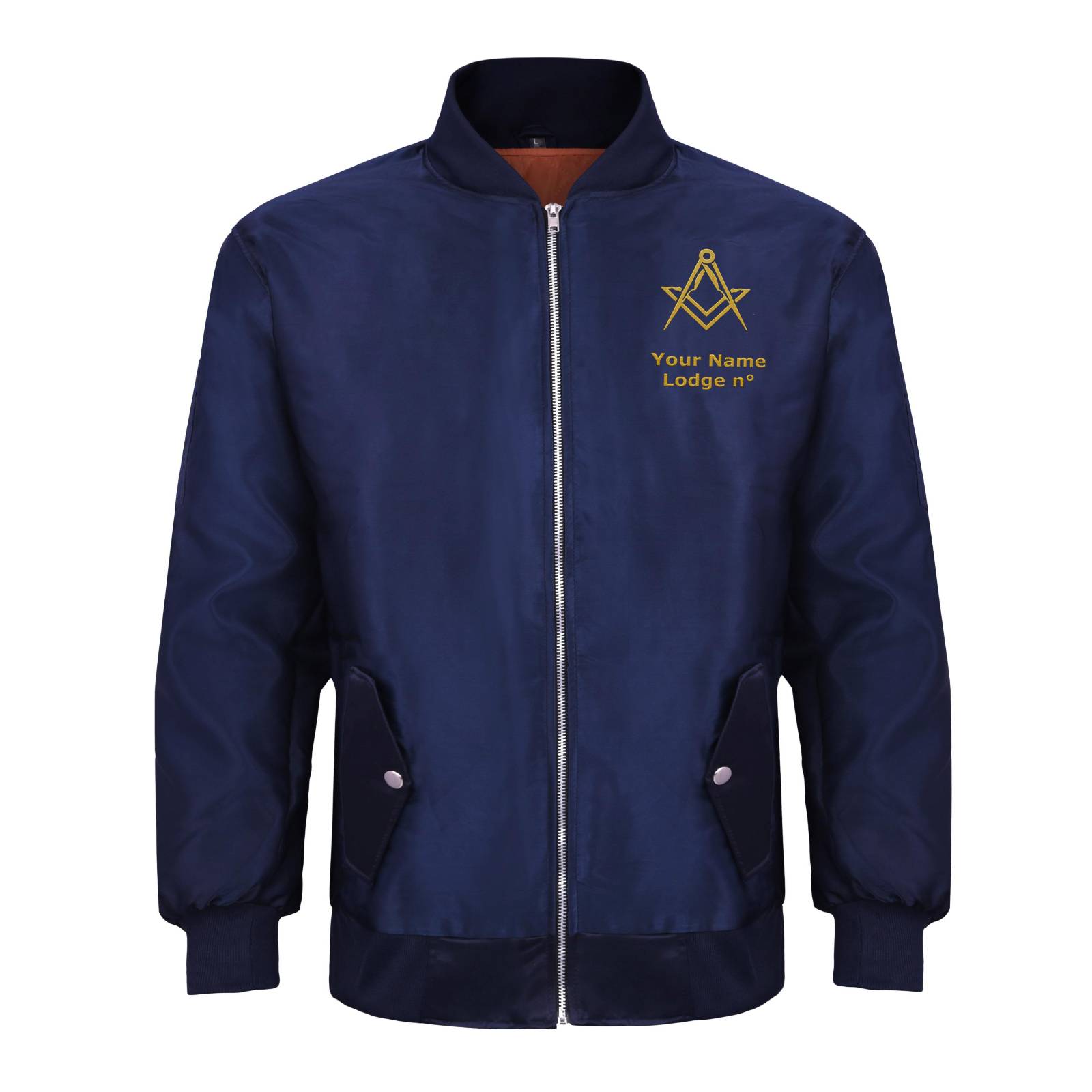 Master Mason Blue Lodge Jacket -  Nylon Blue Color With Gold Embroidery - Bricks Masons