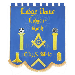 Master Mason Blue Lodge Banner - Blue Personalized Machine Embroidery - Bricks Masons